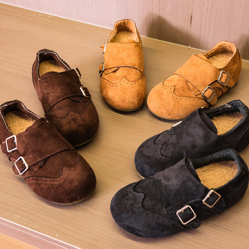 波浪拼接双口加绒内增高勃肯鞋女