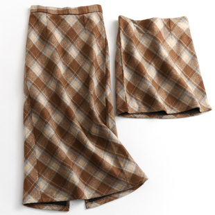 淑女裙半身裙B881 韩版 格子高腰显瘦修身 包臀裙毛呢女裙秋冬新款