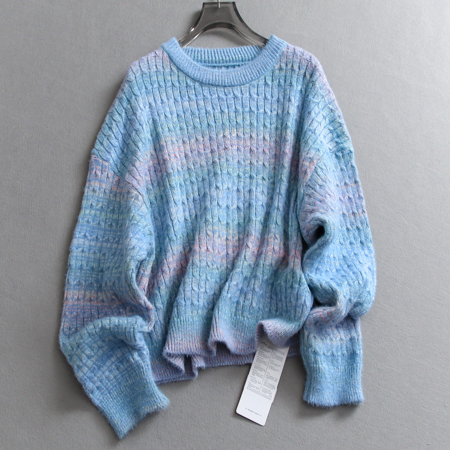 渐变色宽松圆领显瘦松弛感女毛衣