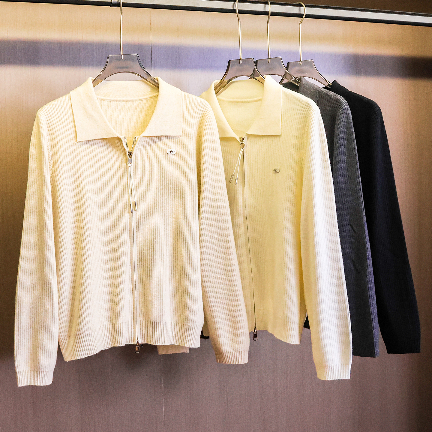 纯色弹力显瘦双拉链气质打底毛衣