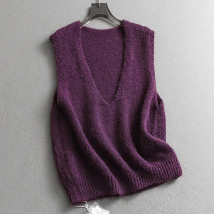 纯色软糯亲肤针织毛衣V领外穿坎肩2025秋新款叠穿背心女马夹V049