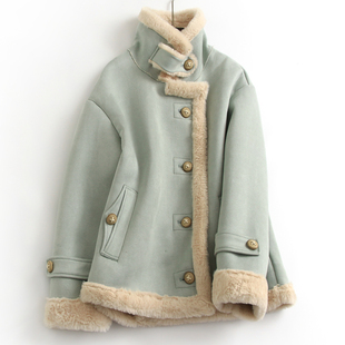 软糯猫猫绒皮毛一体仿生皮草女2024冬新保暖长袖 小个子短外套G928