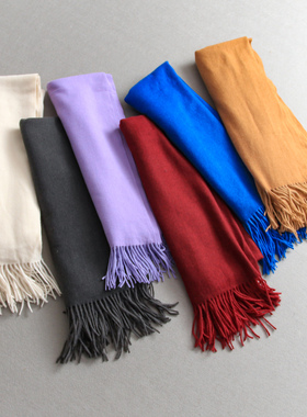 护颈女士加厚仿羊绒围巾女秋冬保暖纯色高端气质围脖百搭时尚M170
