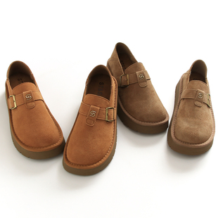 女春季 女鞋 新款 一脚蹬博肯单鞋 子K505 美拉德乐福鞋 厚底增高勃肯鞋