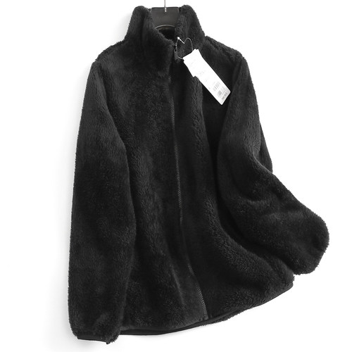 立领长袖拉链夹克珊瑚绒女短外套