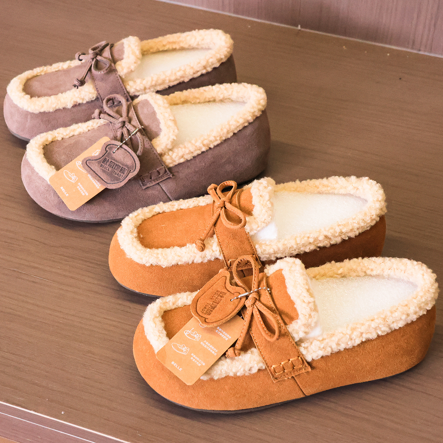 防滑保暖一脚蹬毛毛棉鞋勃肯鞋