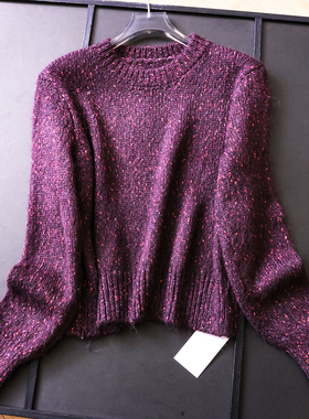 软糯花纱遮肉显瘦圆领套头长袖毛衣2025冬季新款通勤女针织衫M392