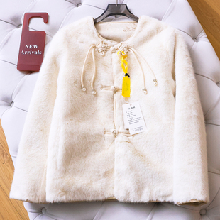 女装 国风盘扣鎏金刺绣仿皮草加厚保暖长袖 外套M761 新中式 两面穿