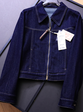 撞色明线宽松显瘦翻领拉链夹克2025秋季新款长袖女装牛仔外套B602