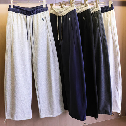 加绒加厚抽绳松紧腰宽松阔腿裤韩系运动卫裤百搭休闲裤女裤子M021