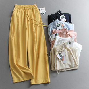 莱赛尔混纺舒适吸湿透气松紧腰宽松阔腿弯刀裤 E167 慵懒风女休闲裤