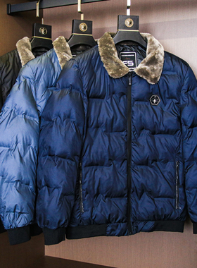 毛绒翻领！加厚棉服外套冬季新款中老年爸爸长袖夹克男士棉衣H379