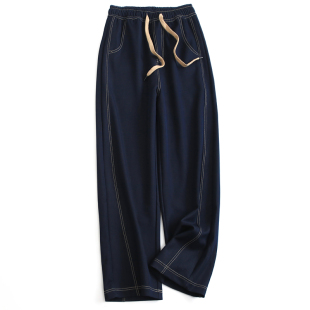 长裤 纯色系带松紧腰遮跨显腿长宽松香蕉裤 牛仔裤 女裤 J657 百搭薄款