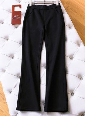 纯色松紧腰弹力紧身加绒加厚微喇休闲裤2025冬季新款打底裤女M922