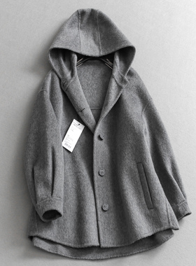 顶奢保暖！高定剪裁！连帽廓形长袖中长款大衣长袖毛呢外套女M535