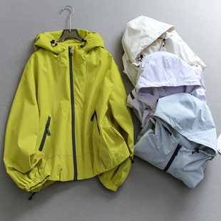 冲锋衣外套女E052 新款 户外山系宽松显瘦连帽防风工装 夹克2026春季