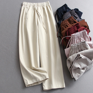 显瘦女休闲裤 新款 V646 2025秋季 纯色抽绳松紧腰宽松显瘦哈伦老爹裤