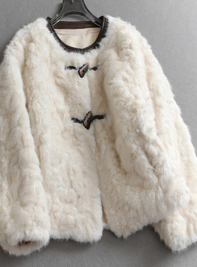 软糯仿羊羔毛加厚保暖皮毛一体牛角扣冬季新款减龄长袖女外套Q265