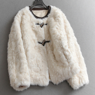 软糯仿羊羔毛加厚保暖皮毛一体牛角扣冬季新款减龄长袖女外套Q265
