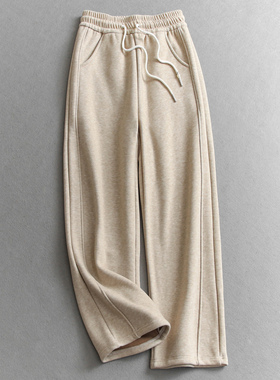 纯色抽绳松紧腰加绒加厚宽松阔腿弯刀裤2025冬季新款休闲裤女M951
