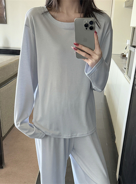 呼吸的面料轻柔透气豪无束缚感懒懒睡衣长袖女亲肤家居服套装K123