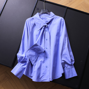衬衫 纯色魅力飘带翻领宽松显瘦通勤2025秋季 百搭女装 长袖 V927 新款