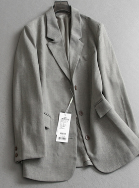 纯色经典气质宽松气质中长款通勤外套2025秋季新款长袖女西装V481