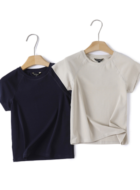简约纯色显瘦修身插肩袖2025夏新款基础款休闲短袖短款T恤女Z756
