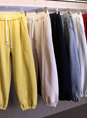 加绒加厚抽绳松紧腰防风束脚宽松显瘦哈伦裤百搭休闲裤女长裤B583