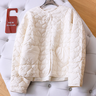 爱心绗缝宽松显瘦圆领防风宽松休闲保暖外套长袖 棉衣棉服Q079 女装