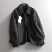 纯色复古防风加厚保暖仿麂皮绒内里颗粒绒复合机车服女装 外套N976