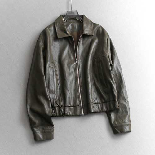 复古纯色酷飒显瘦百搭机车服皮衣