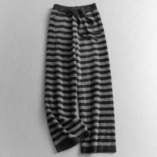 女M563 慵懒仿水貂绒垂感高腰针织休闲裤 亲暖舒适 一秒显瘦显高
