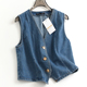 纯色显瘦单排扣短款 V领无袖 外穿坎肩外套百搭牛仔背心女马夹A608