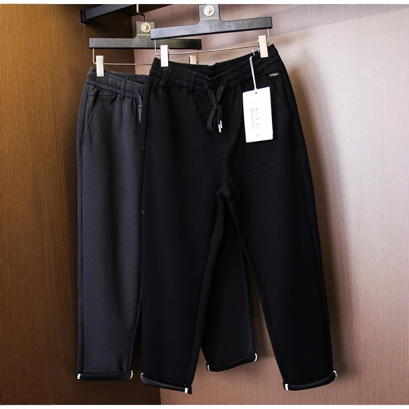 男装纯色抽褶松紧腰翻边裤脚哈伦裤垂感直筒裤男士长裤休闲裤H397,男装,休闲裤,淘宝优惠券,粉丝福利购,淘宝优惠卷