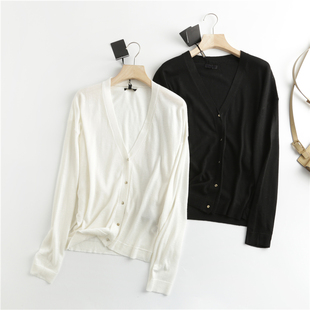 针织衫 O308纯色V领单排扣外穿开衫 百搭外套女式 2021长袖 秋冬新款