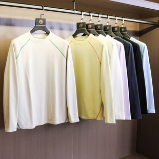 亲肤男士 户外骑行圆领插肩长袖 T恤N742 薄绒舒适锁温 吸湿排行