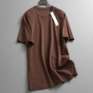 T恤Z040 百搭女装 可可棕简约纯色宽松松弛感垫肩圆领2025夏季 新款