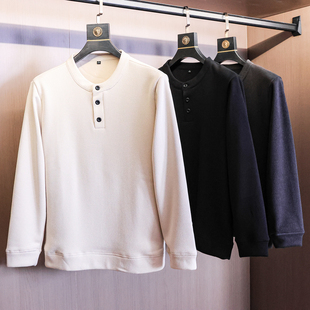 男士 羊毛混纺 加绒加厚保暖厚实针织卫衣潮N937 复古亨利领 美式