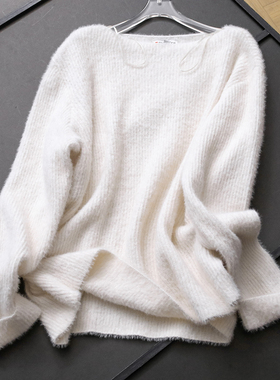 慵懒风仿水貂绒宽松慵懒风软糯毛衣2025秋季新款长袖女针织衫B665