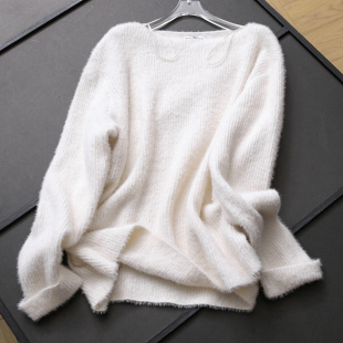女针织衫 长袖 B665 新款 慵懒风仿水貂绒宽松慵懒风软糯毛衣2025秋季
