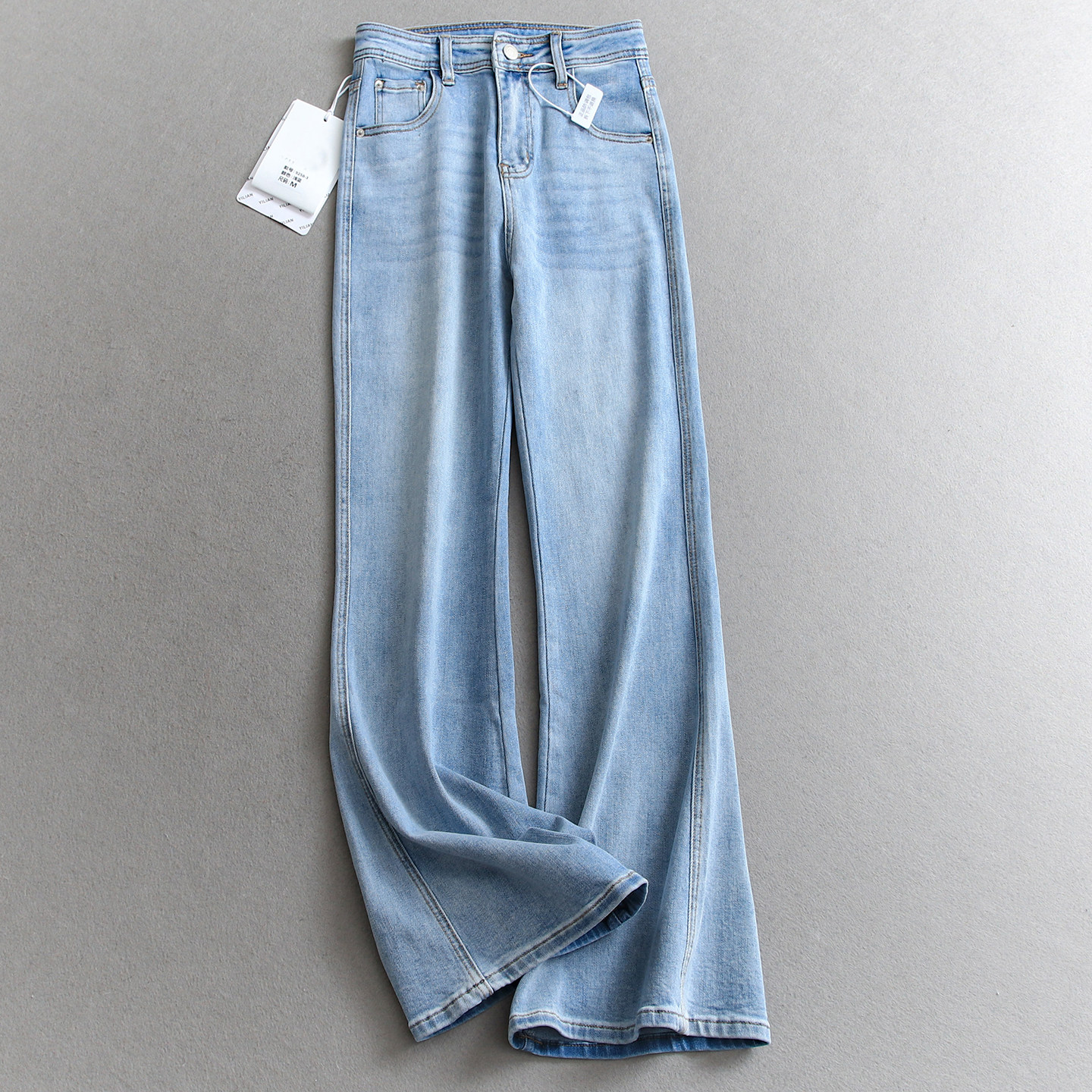 纯色水洗磨白高腰显瘦四面弹不贴腿微喇裤阔腿裤百搭女牛仔裤Q774,女装/女士精品,牛仔裤,淘宝优惠券,粉丝福利购,淘宝优惠卷