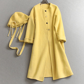 女装 纯色宽松显瘦减龄双面羊绒过膝长款 大衣韩系长袖 毛呢外套M076