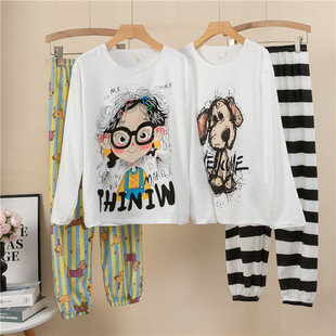 M256 家居服两件套装 好货安利 带胸垫轻薄可外穿免穿文胸条纹长袖