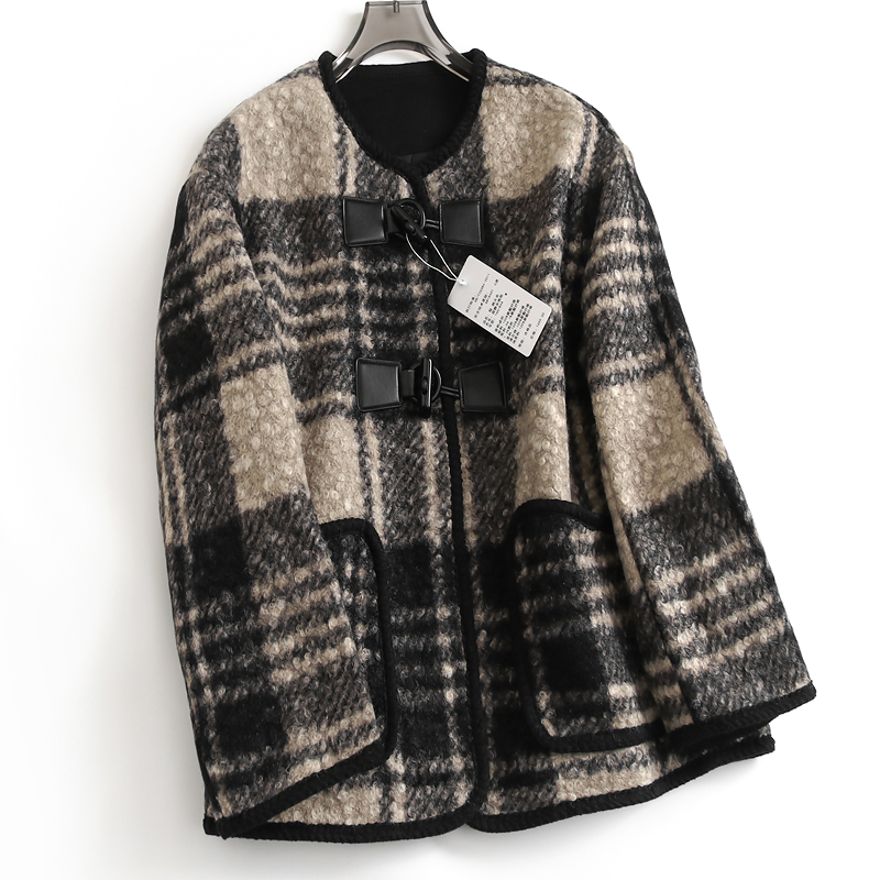 圆领大衣2024冬新长袖女毛呢外套