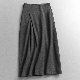 极简纯色半松紧腰显瘦修身 a字裙女半身裙Q745 垂感百搭通勤中长款