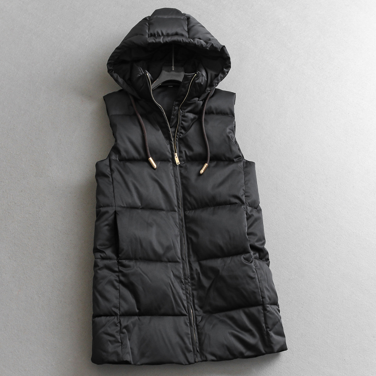 简约纯色宽松显瘦连帽拉链中长款坎肩外套保暖无袖背心女马夹W063,女装/女士精品,马夹,淘宝优惠券,粉丝福利购,淘宝优惠卷