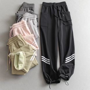 利落显高 休闲裤 加绒加厚宽松束脚灯笼裤 女装 M067 卫裤 不挑腿型