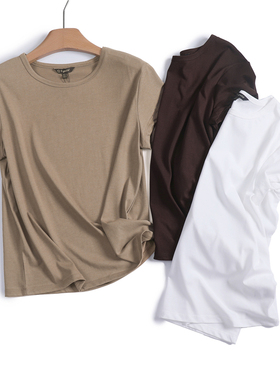 纯色基础款显瘦修身棉质正肩圆领通勤百搭休闲夏季短袖T恤女L306