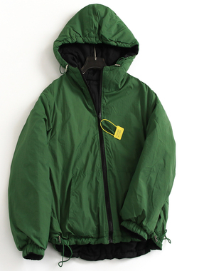 两面穿纯色宽松显瘦连帽拉链外套2024冬新长袖休闲女棉衣棉服G604